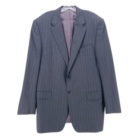 LORO PIANA Hickey Freeman Gray Pinstripe Suit Jacket Blazer Estimated 44 XL - Picture 1 of 11